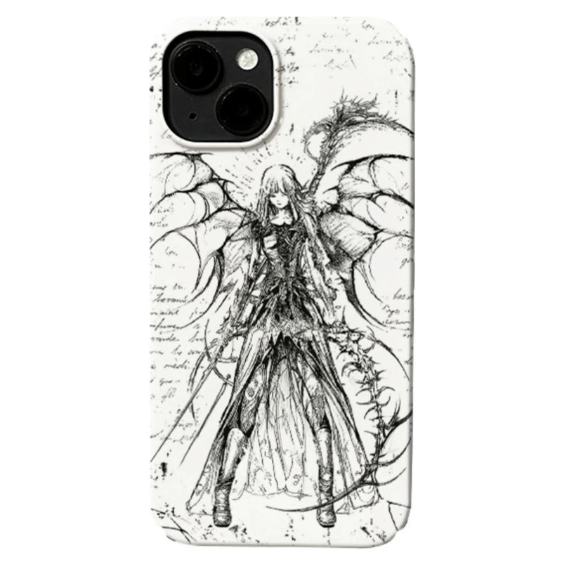 Capinha Retro Punk Angel Cool  iPhone 15 14 13 Pro Max 11 12 Mini XR XS Max 7 8 Plus