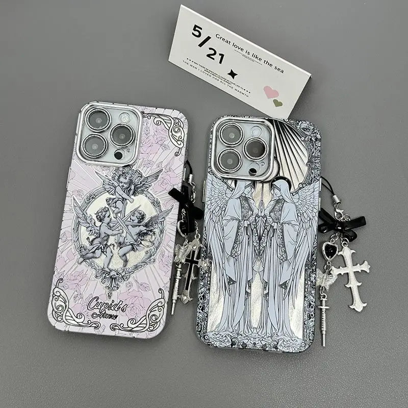 Capinha Middle Ages Retro Cupid Angel  iPhone 16 15 14 Plus 13 12 11 Pro Max X Xs XR 8 7