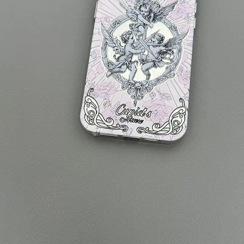 Capinha Middle Ages Retro Cupid Angel  iPhone 16 15 14 Plus 13 12 11 Pro Max X Xs XR 8 7